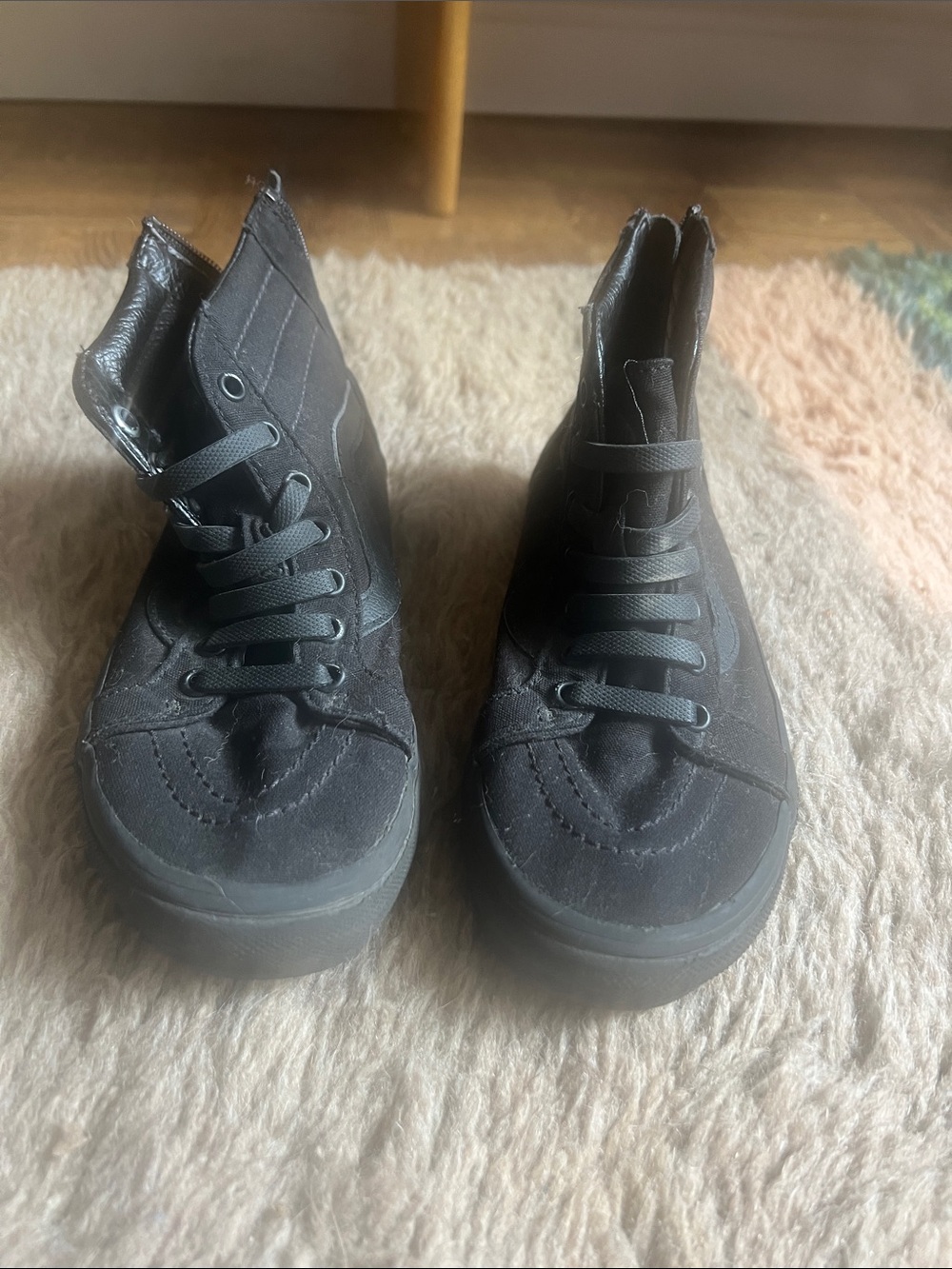 Kids Black Vans High-Top Canvas Sneakers